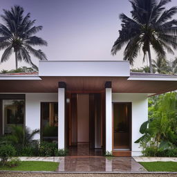 A minimalist double-storey Kerala style home with toughened glass windows and a private balcony