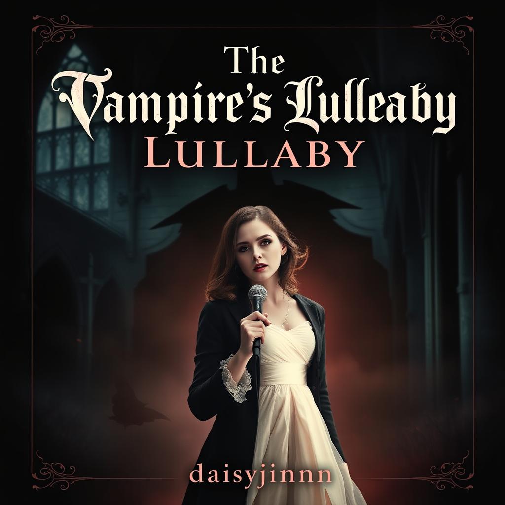 A striking vampire book cover featuring a vampire who resides in the dark, depicted with an elegant yet eerie presence, showcasing their pale complexion and intense red eyes