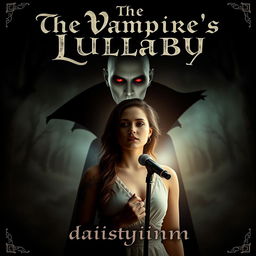 A striking vampire book cover featuring a vampire who resides in the dark, depicted with an elegant yet eerie presence, showcasing their pale complexion and intense red eyes