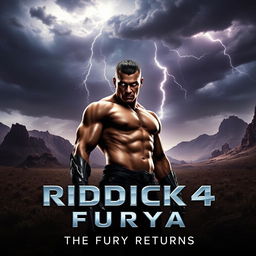 A movie poster for "Riddick 4: Furya" styled as a dramatic sci-fi film