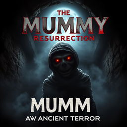 A chilling movie poster for "The Mummy Resurrection" styled as a horror film