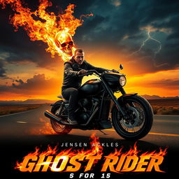A captivating movie poster for 'Ghost Rider (2025)', featuring Jensen Ackles as the iconic character