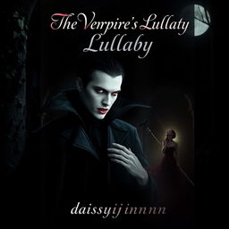 An enchanting vampire book cover showcasing a captivating vampire who dwells in the darkness, characterized by their haunting beauty, pale skin, and striking red eyes