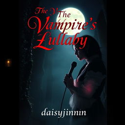 An enchanting vampire book cover showcasing a captivating vampire who dwells in the darkness, characterized by their haunting beauty, pale skin, and striking red eyes