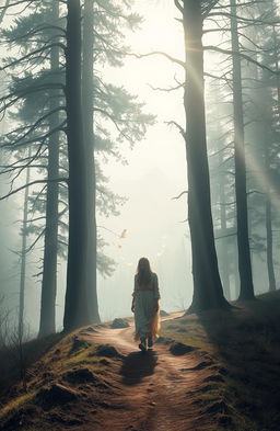 A surreal and dreamlike landscape representing the theme "Whispers in the Silence: A Journey of Lost Desires"