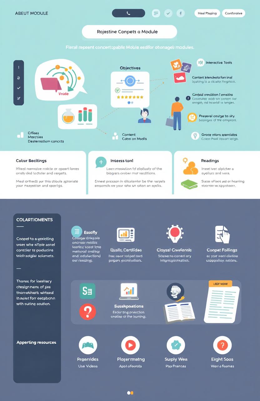 A creative and engaging design for a learning module that incorporates various educational elements