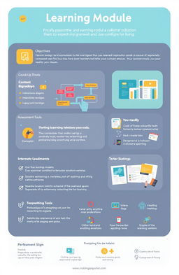 A creative and engaging design for a learning module that incorporates various educational elements