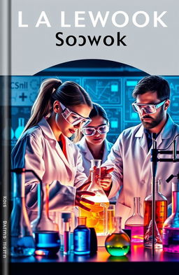 A visually striking book cover design featuring a group of scientists in a modern laboratory setting
