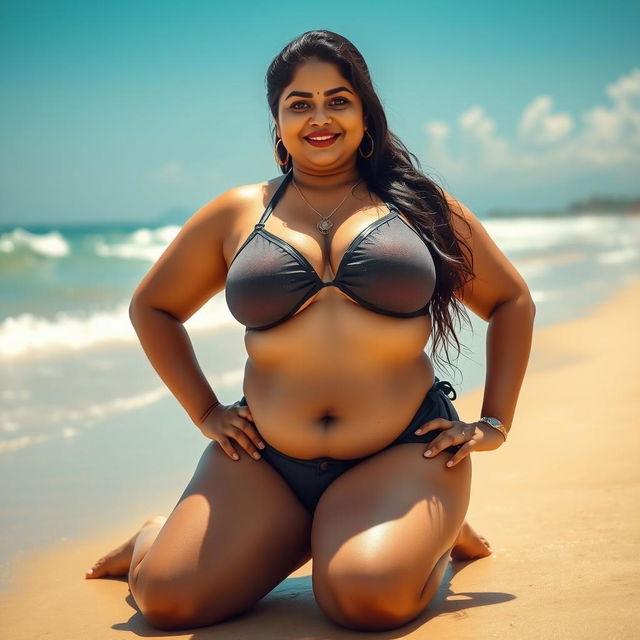 A voluptuous woman with a face resembling actress Mamitha Baiju, with a chubby and sexy shape