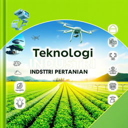 A cover design for an educational module titled 'Teknologi Industri Pertanian', featuring a vibrant and modern layout