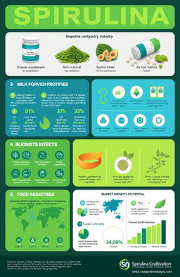 An informative infographic showcasing the potential of the spirulina biotechnology industry