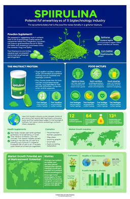 An informative infographic showcasing the potential of the spirulina biotechnology industry