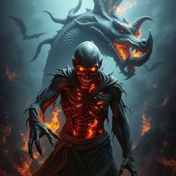 A dark magic zombie mage, engulfed in a haunting aura