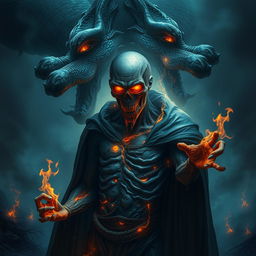 A dark magic zombie mage, engulfed in a haunting aura