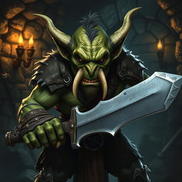 An intense portrayal of a hobgoblin from the 'Goblin Slayer' series