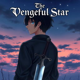 A realistic anime-style cover for a fantasy novel titled 'The Vengeful Star'