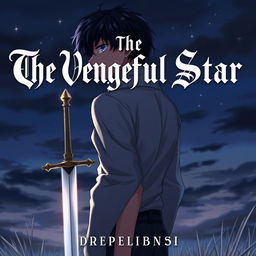 A realistic anime-style cover for a fantasy novel titled 'The Vengeful Star'