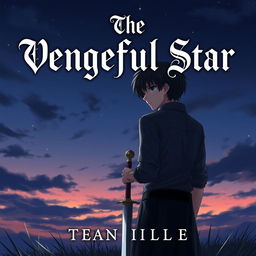 A realistic anime-style cover for a fantasy novel titled 'The Vengeful Star'