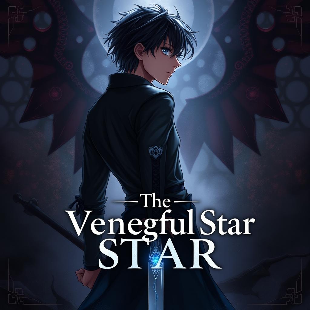 A dark fantasy novel cover for 'The Vengeful Star'