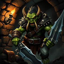 An intense and dynamic portrayal of a hobgoblin from the 'Goblin Slayer' series