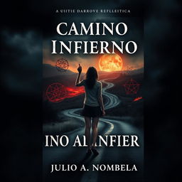 A captivating book cover design for a horror novel titled 'Camino al Infierno' by Julio A