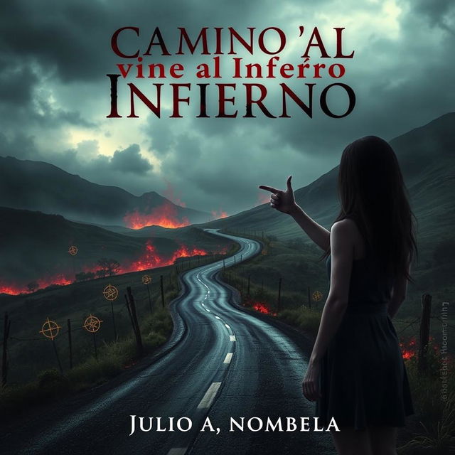 A captivating book cover design for a horror novel titled 'Camino al Infierno' by Julio A