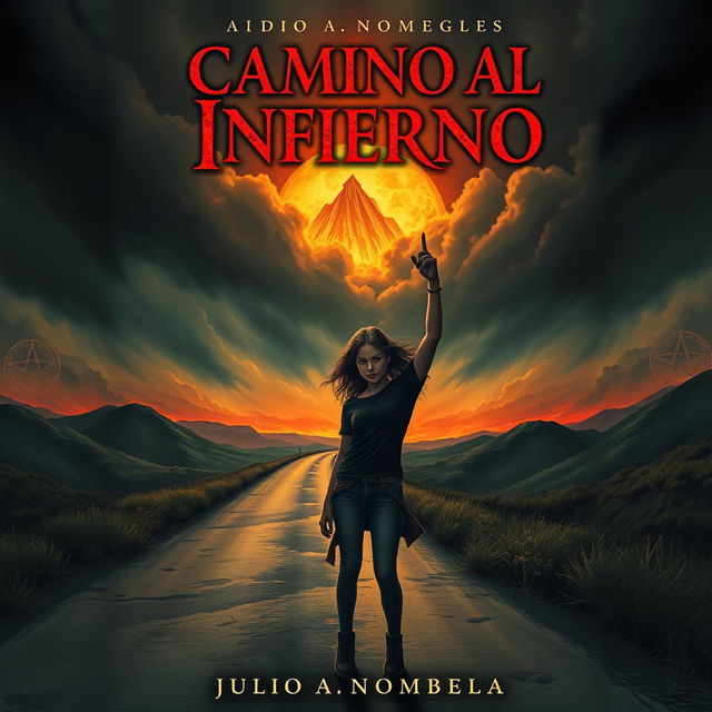 A chilling book cover design for a horror novel titled 'Camino al Infierno' by Julio A