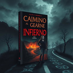A haunting book cover design for a horror novel titled 'Camino al Infierno' by Julio A