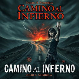An eerie book cover for a horror novel titled 'Camino al Infierno' by Julio A