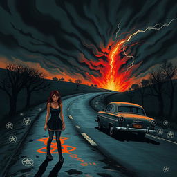 A chilling book cover for a horror novel titled 'Camino al Infierno' by Julio A