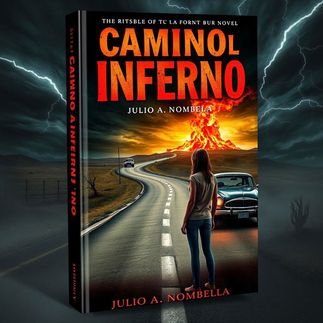 A spine-chilling book cover for a horror novel titled 'Camino al Infierno' by Julio A