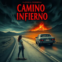 A spine-chilling book cover for a horror novel titled 'Camino al Infierno' by Julio A