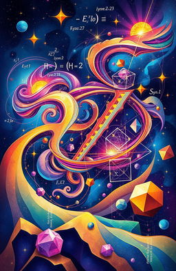 An intricate, visually stunning illustration of an exponent symbol, creatively integrated into an abstract mathematical landscape