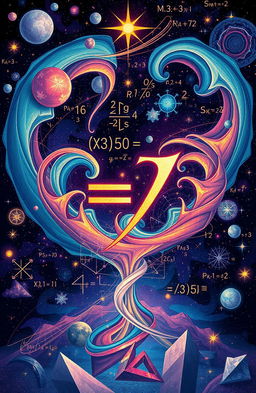 An intricate, visually stunning illustration of an exponent symbol, creatively integrated into an abstract mathematical landscape