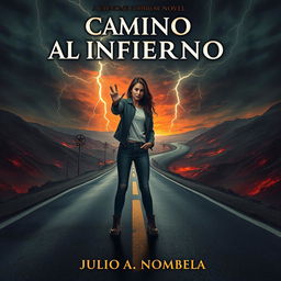 A mesmerizing book cover for a horror novel titled 'Camino al Infierno' by Julio A