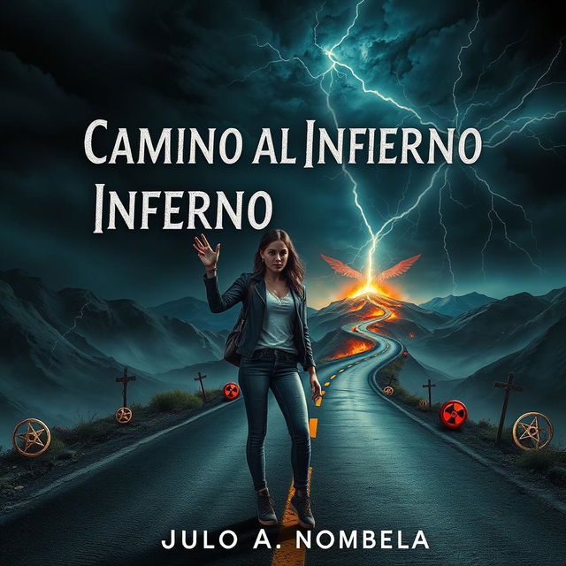 A mesmerizing book cover for a horror novel titled 'Camino al Infierno' by Julio A