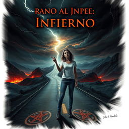 A mesmerizing book cover for a horror novel titled 'Camino al Infierno' by Julio A
