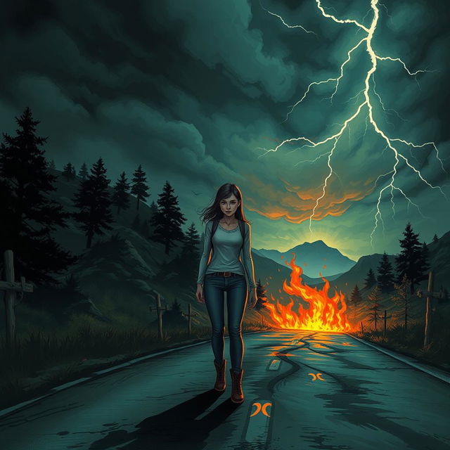 A chilling book cover for a horror novel titled 'Camino al Infierno' by Julio A