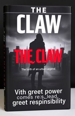 A captivating book cover design titled 'The Claw: The birth of an urban legend' written in bold red font