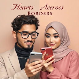 A visually striking full-body book cover design featuring a man and a woman, both Muslims