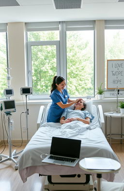 A serene healthcare setting with a modern hospital room