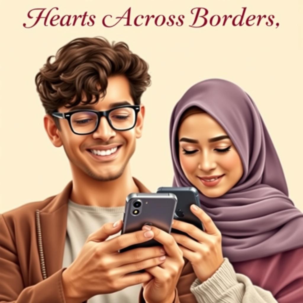 A beautifully designed novel cover that captures the essence of long-distance online love between two Muslims