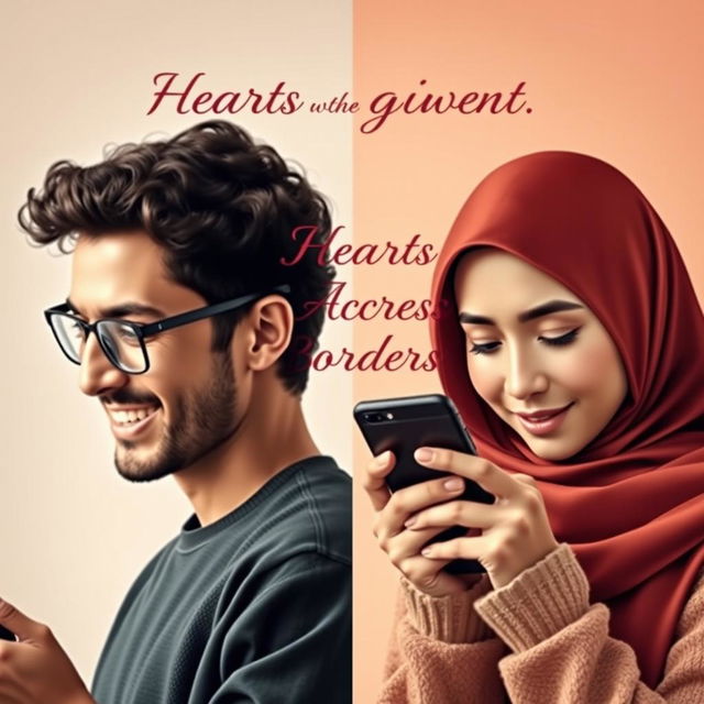 A beautifully designed novel cover that captures the essence of long-distance online love between two Muslims