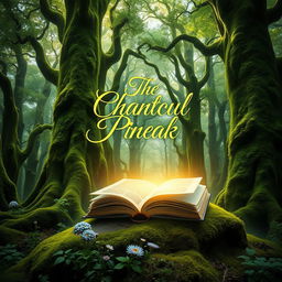 A captivating e-book cover design featuring a mystical forest scene