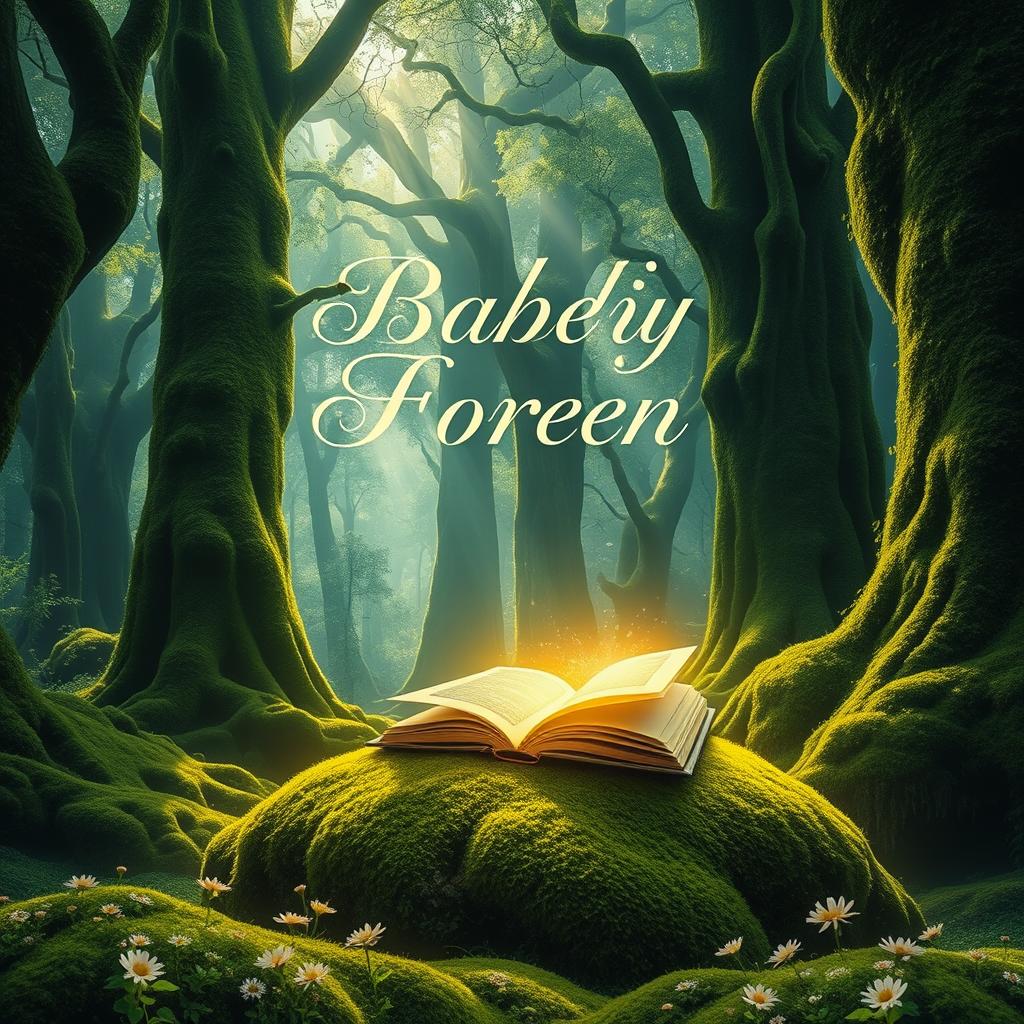 A captivating e-book cover design featuring a mystical forest scene