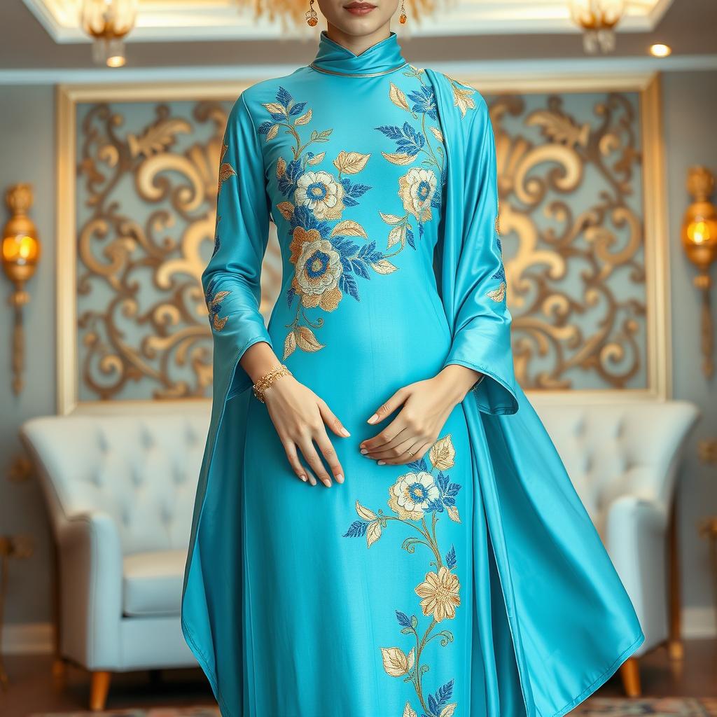 A stunning and fashionable baju (Malaysian traditional dress) designed for a modern aesthetic