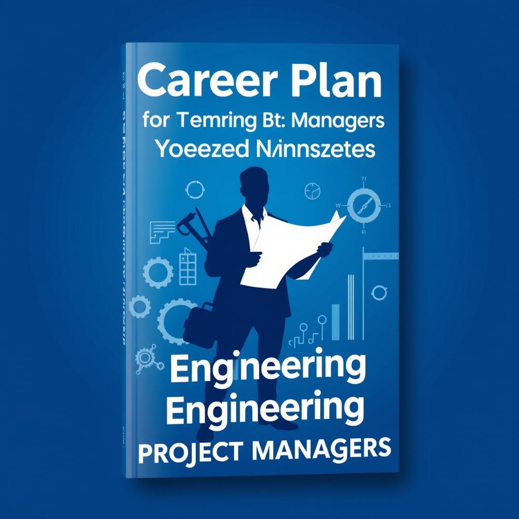 A visually striking book cover design for a career planning guide aimed at engineering project managers