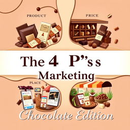 A visually appealing cover page illustrating the 4 P's of marketing through the lens of chocolate products