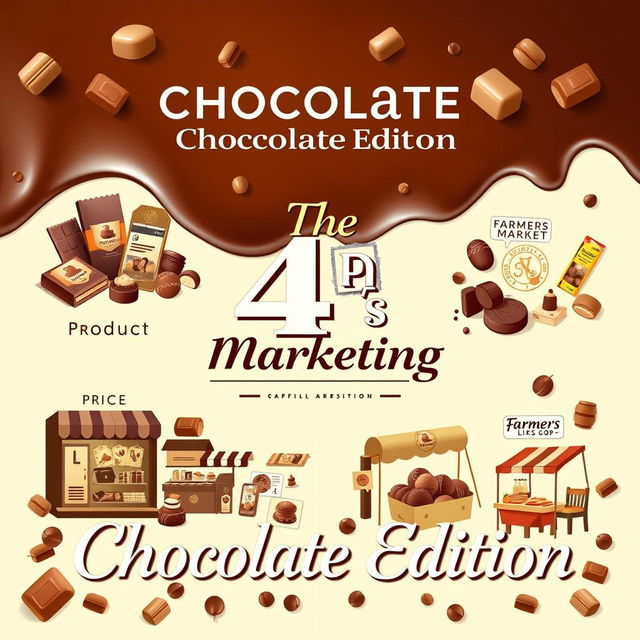 A visually appealing cover page illustrating the 4 P's of marketing through the lens of chocolate products