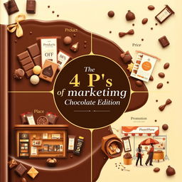 A visually appealing cover page illustrating the 4 P's of marketing through the lens of chocolate products